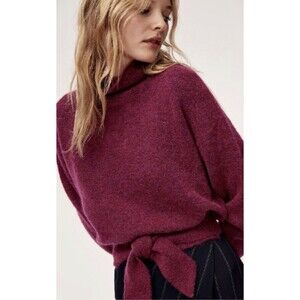 Aritzia Wilfred Lorin XS Funnel Neck Alpaca Wool Blend Sweater Purple Cozy